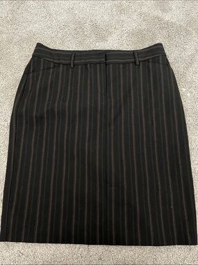 Express Black Dress pencil skirt with Brown Pinstripes 6